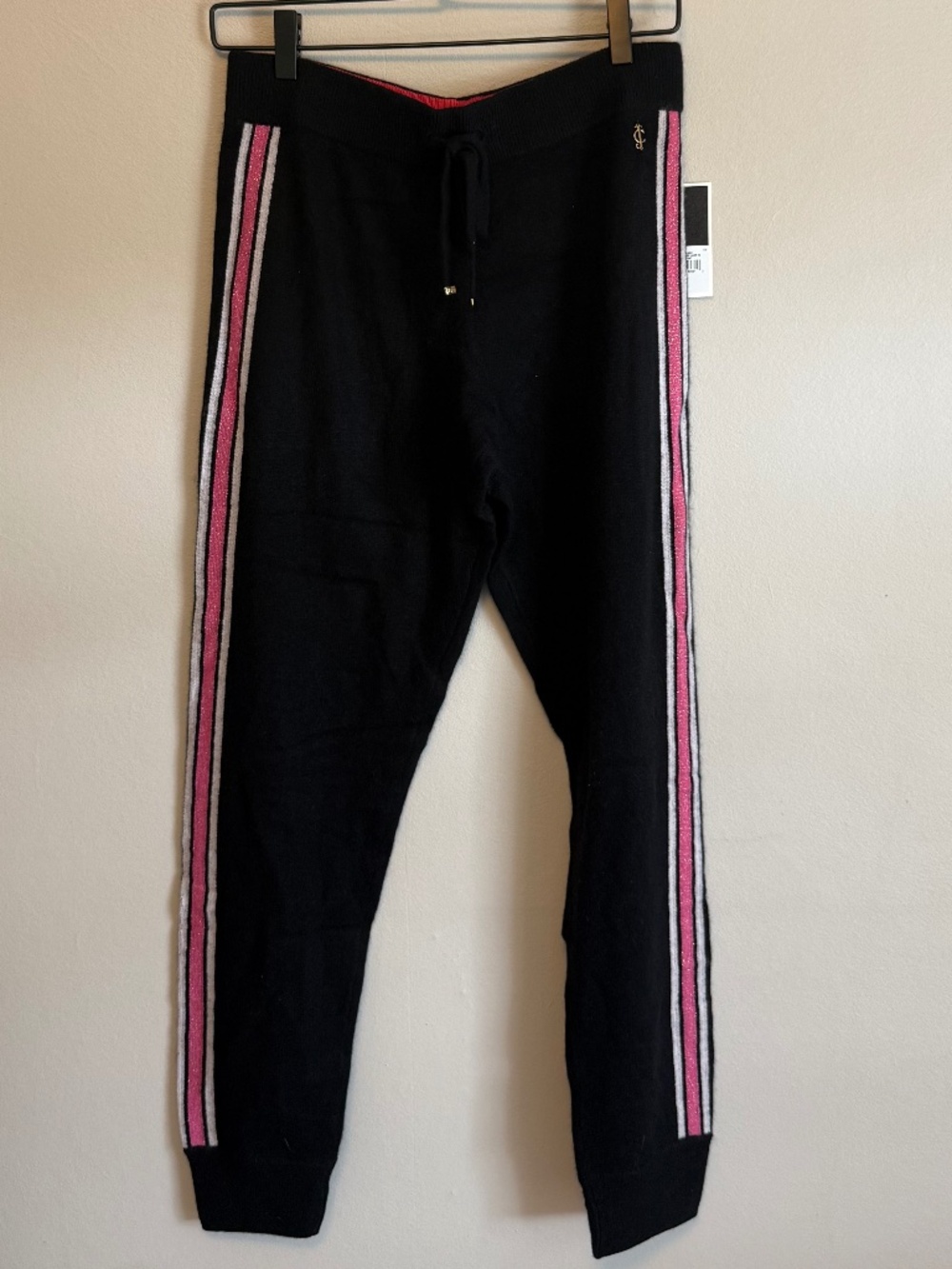 Juicy Couture Cashmere Juicy 74 Stripe Track Pants Black S NWT